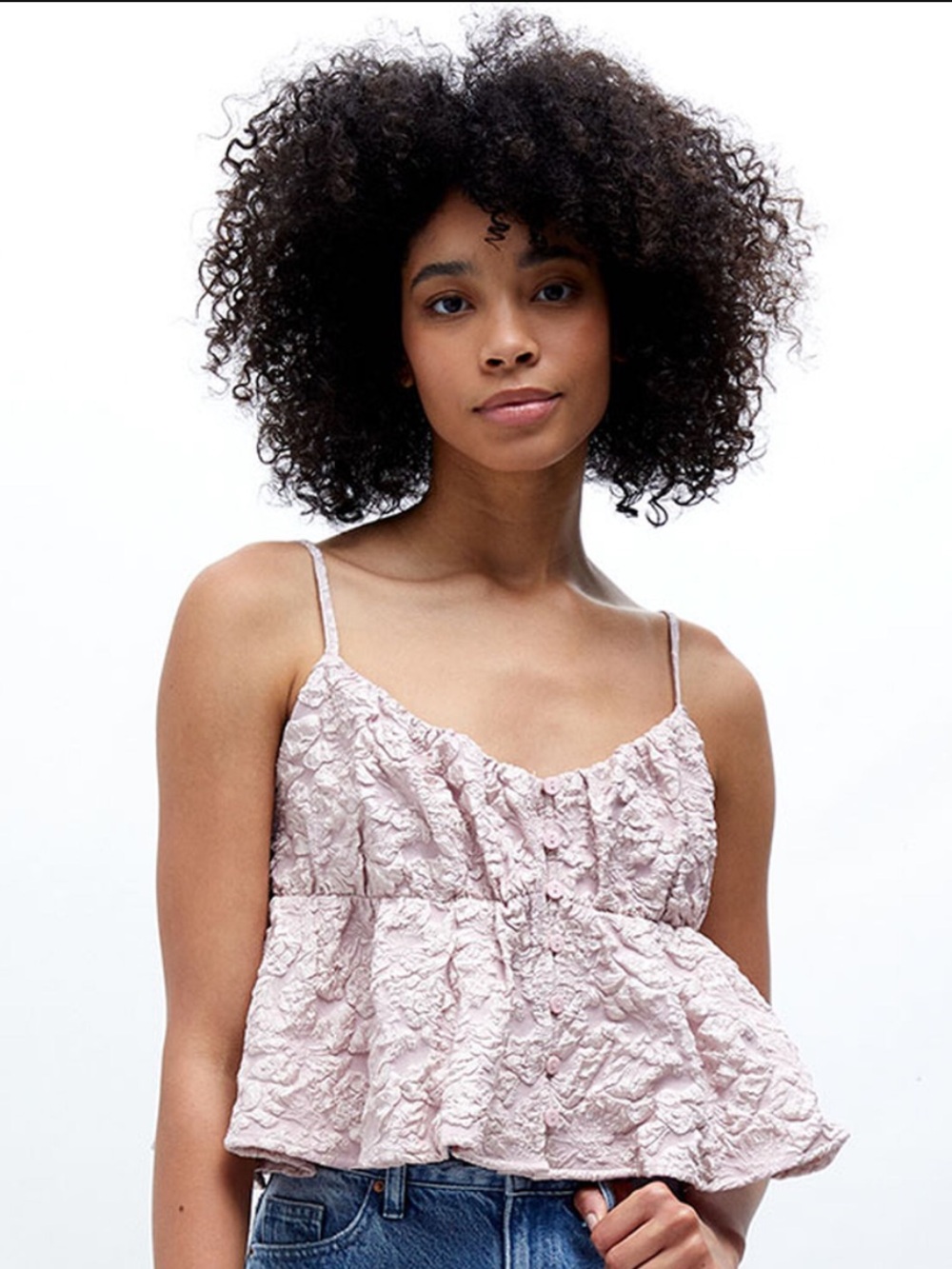 En Saison Archaic Tank Top Sleeveless Textured Floral Pink Boho Chic Blouse